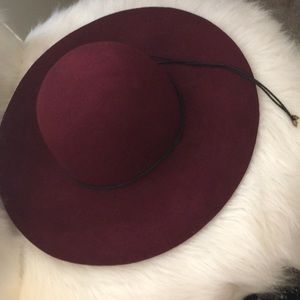 Wide brim burgundy hat